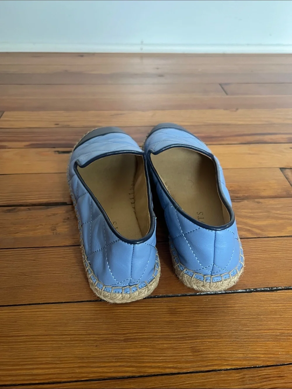 Talbots Izzy Quilted Nappa Espadrilles Blue Leather Cap Toe Size 6.5M